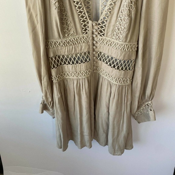 Free People Dress Women's 2 Think I Love You Crochet Macrame Sand Boho - Picture 6 of 11
